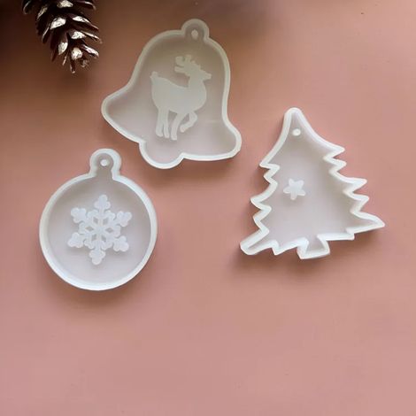 Moldes de silicona (campanas, bolas de nieve y árboles de Navidad)