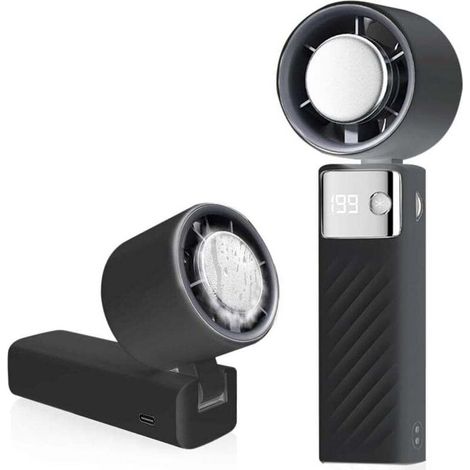 Tragbarer Mini-Ventilator, wiederaufladbar, 5000 mAh, leiser Turbo-Ventilator mit einstellbarer Geschwindigkeit (1 bis 199), ideal für Camping, Sport und Reisen (Schwarz) – Crezuo (1/4)