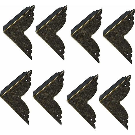 8 pièces Vintage Protecteur Décoratif d'angle en Fer protecteurs d'angle en métal pour Meubles De Protection d'angle De Meuble en Bronze pour Meuble et Boîte en Bois Coffret à Bijoux Bronze 707020mm,V (1/5)