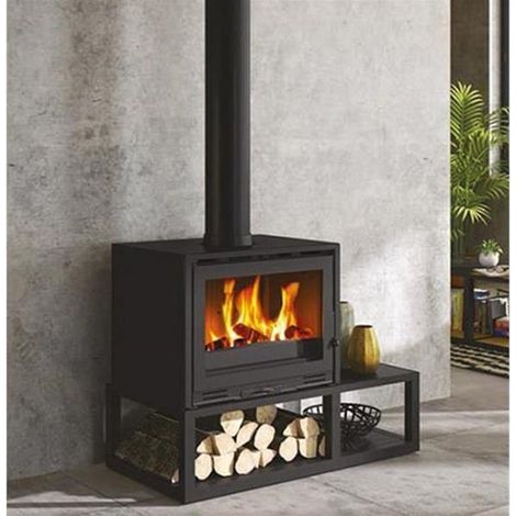Godin – Poêle à bois Beaupré peint noir – Corps en fonte – Combustion haute performance – Raccordement dessus Ø 180mm – 411109NOIR (1/3)