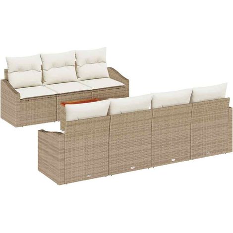 Garden Sofa Set with Cushion 8 pcs Beige Poly Rattan vidaXL (1/4)