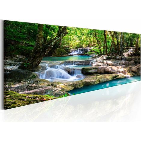 Tableau cascade de la forêt naturelle - 135 x 45 cm