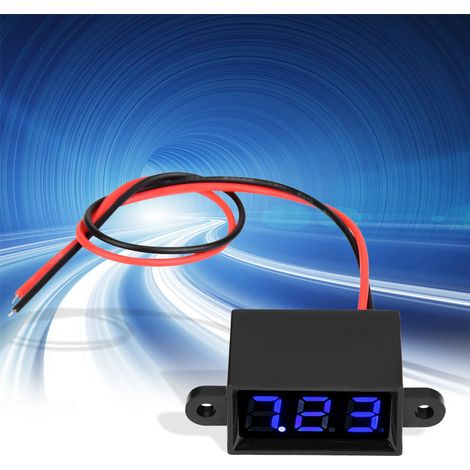 Digitales Voltmeter 0,28 Zoll Zweidraht DC 3,0-30 V LED-Anzeige Spannungsmesser Wasserdicht (Blau) (1/5)