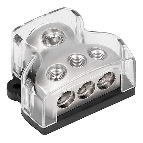 Distributeur d'alimentation 3 voies, distributeur universel de mise à la terre de puissance, bloc de connexion de distributeur de porte - fusible audio de voiture (base noire) (1/5)