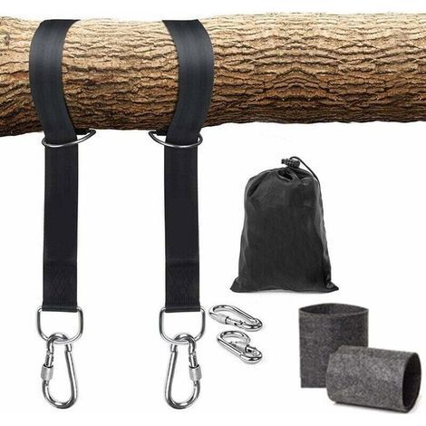 Sangles de hamac, 1 ensemble, très résistantes, 150 anneaux en D, charge maximale 1000 kg, parfaites pour les hamacs et balançoires pour enfants et adultes. (1/5)