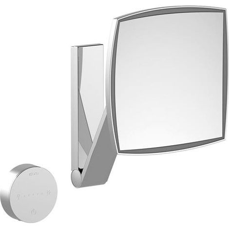 Miroir grossissant illuminé iLook finition aluminium, encastré, panneau de commande en verre KEUCO