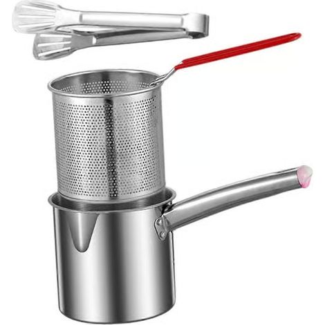 Petit friteuse en acier inoxydable avec panier pour frites et légumes, poignée ergonomique (1/5)