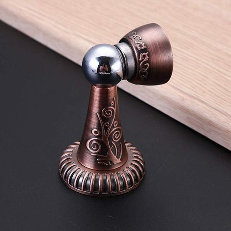 Old red doorstop 1 pack retro strong magnetic zinc alloy doorstop household wall carved door key doorstop attractions (1/5)