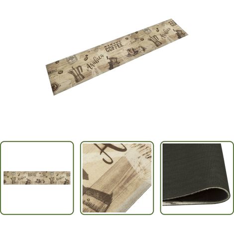 Waschbarer Teppich - Küchenteppich Waschbar Kaffee Braun 60x300 cm Samt (1/5)