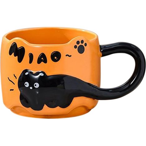 Mug en céramique pour café Tasse mignonne avec motif chat 380ml Mug pour Amoureux des Animaux Pour lait latte eau cuisine bureau pendaison de crémaillère fête anniversaire (1/5)