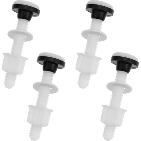4 Pcs Plastic Toilet Seat Hinge Bolts and Nuts with Washers White Hinges Fixing Repair Kit (1/5)