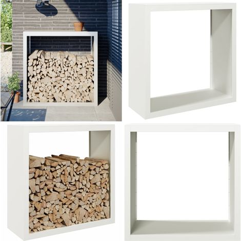 vidaXL Portant de bois de chauffage blanc 100x40x100 cm acier (1/5)