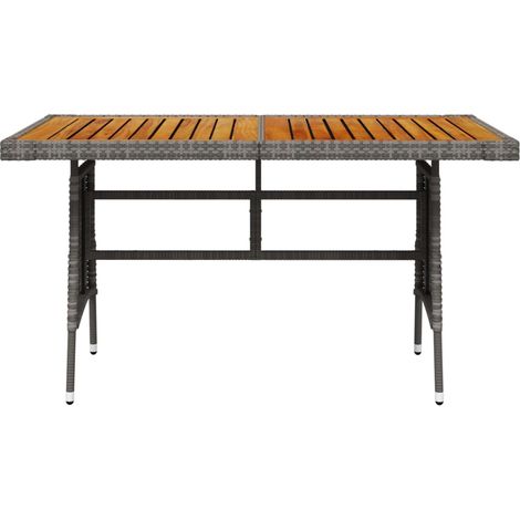 vidaXL Tavolo Giardino Grigio 130x70x72cm Polyrattan e Massello