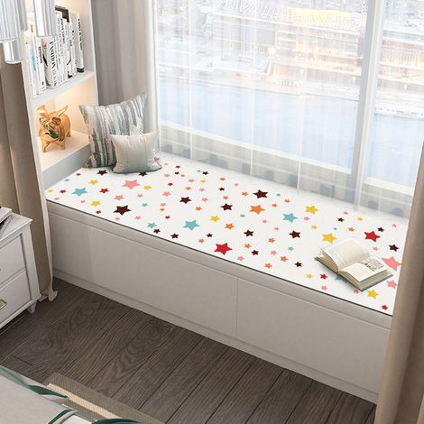 Bay Window Cushion, Nordic Luxury Style, Rectangular, Waterproof, Easy-to-Clean PVC Leather Cushion for Home and Bedroom - Starry Sky - 50150cm