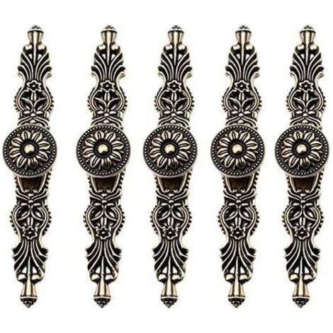 CCYKXA Lot de 5 Poignées de porte pour Placards Style Vintage Rétro Bouton de meuble Couleur Bronze pour Ancien Rétro Meuble Bibliothèque Commode Armoire Tiroir (1/5)