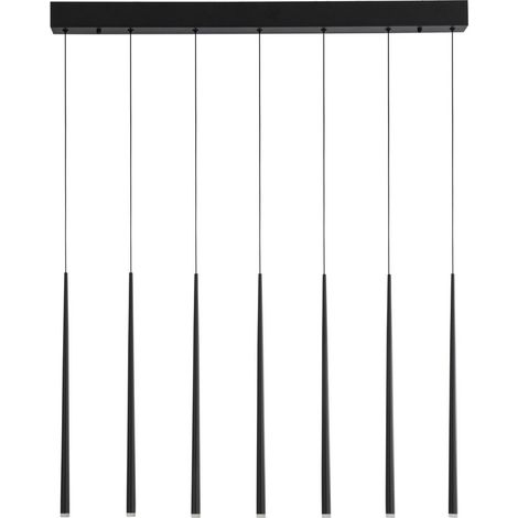 Merano Burnaby 7 Barre Lumineuse Suspension Plafonnier Sandy Noir Aluminium LED 7x3W 1280Lm 3000K