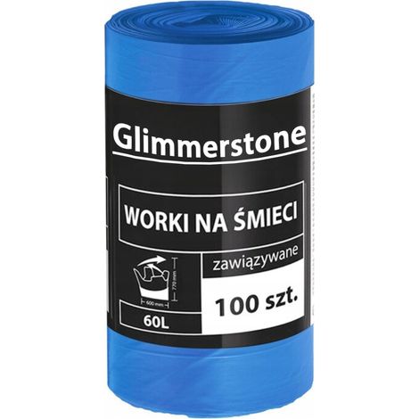 SACCHI PER SPAZZATURA LEGATI GLIMMERSTONE 60L 100 PEZZI SPESSORI E RESISTENTI QUALITÀ