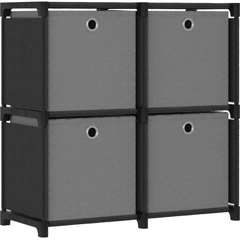 Étagère à 4 cubes avec boîtes Noir 69x30x72,5 cm Tissu (1/5)