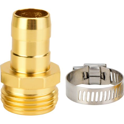 Raccord Tuyau Arrosage Laiton 3/4 Pouces Fileté Adaptateur Eau Jardin Extérieur Lot De 1 (1/5)