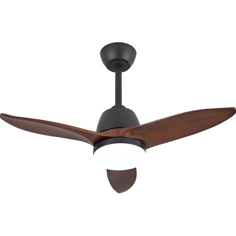 Ventilateur plafond noir 36 pouces, intensité réglable 3 teintes, pales bois massif, moteur CC réversible, télécommande, pour intérieur (1/5)