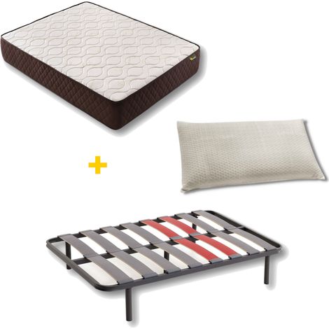 Pack Colchón + Almohada Viscoelastica + Somier Descansin 160x190 Ideal para Personas con Dolores de Espalda Efecto nube Silencioso (1/5)