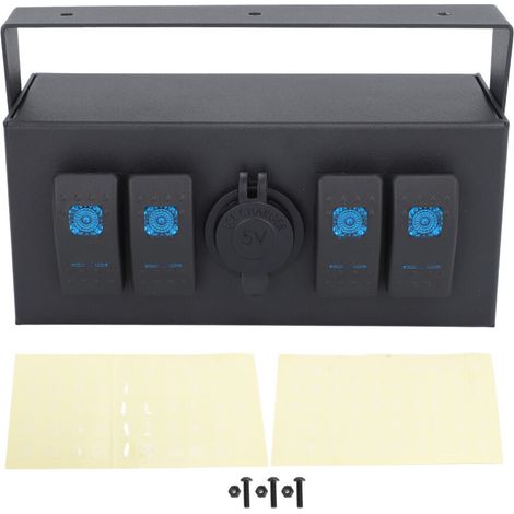 Convient aux panneaux à interrupteur à bascule pour voltmètre LED, boîtier multifonctionnel étanche à 4 positions, double chargeur USB, charge rapide, autocollant phosphorescent, installation réglable