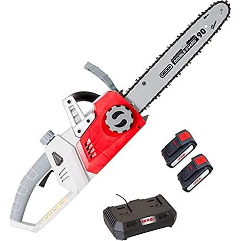 IKRA motosega a batteria ICC 2/2035, incl. 2 batterie e doppio dispositivo di carica rapida, lunghezza di taglio 34,5cm (1/4)