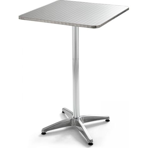 Table haute mange debout carrée en aluminium