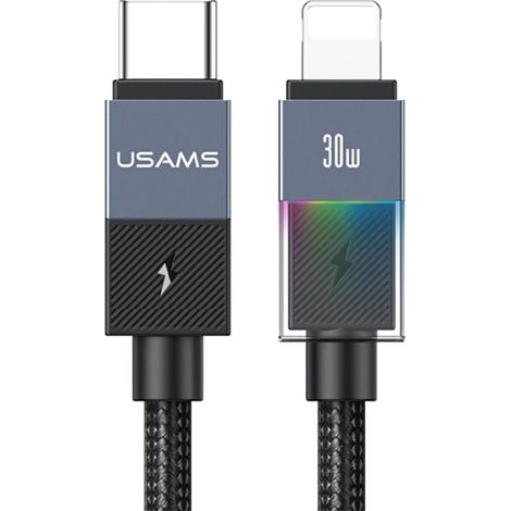 Cable USB-C/Lightning Usams SJ776 PD de 30 W y 1,2 m, color grisáceo. (1/5)