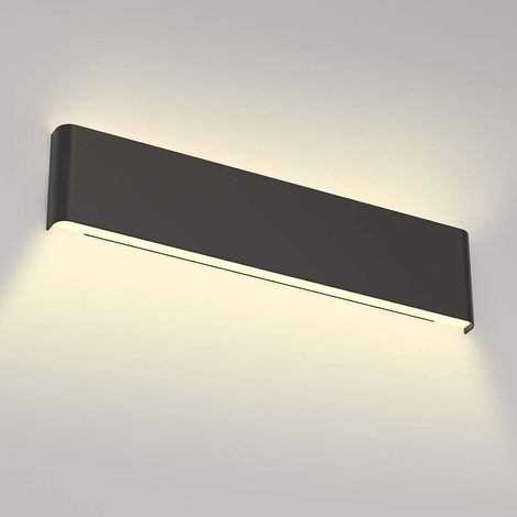 Applique murale moderne noire mate 24 po/44 W à DEL avec éclairage vers le haut et vers le bas pour salle de bain (1/5)