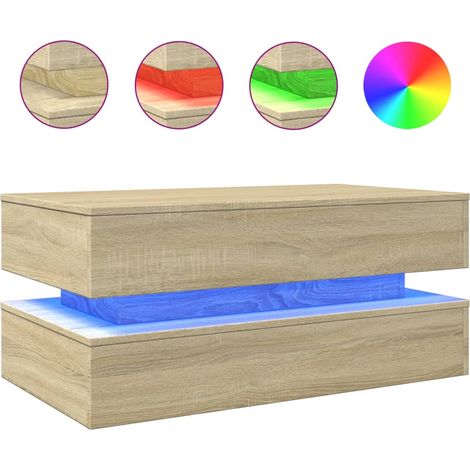 vidaXL Couchtisch mit LED-Lichtern Sonoma Eiche 90x50x40 cm