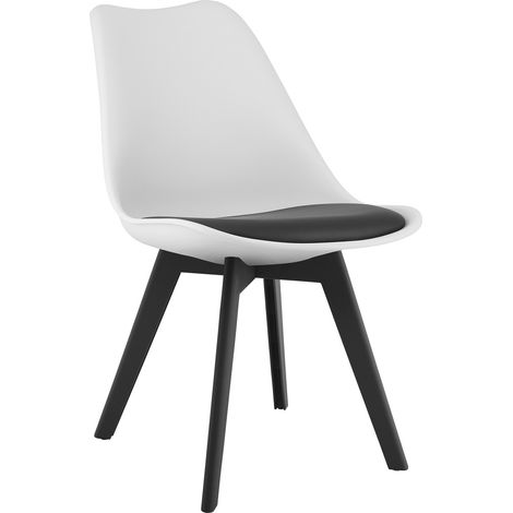 Sedia Mark Bianco e Nero con Cuscino in Ecopelle (1/5)