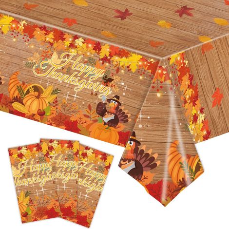 Nappe Rectangulaire Automne - Nappe de Table avec Motifs Feuilles d'Érable et Citrouille - Tissu Léger pour Dîner Fête et Vacances - 140 x 240 cm (1/5)