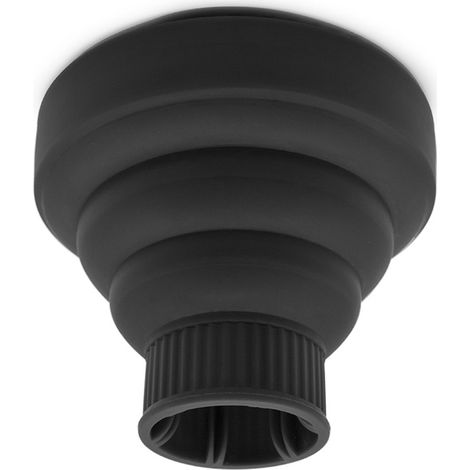 Sèche-cheveux télescopique pliable en silicone avec interface de bouclage, sèche-cheveux, capuchon de coiffage, outil de coiffage noir pour donner du volume et fixer les cheveux. (1/4)