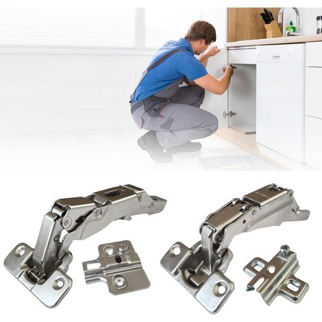 2x Charnières pour Porte Égouttoir Ouverture 180° (Réelle 165°) Embases 3D Incluses Amorties (1/2)