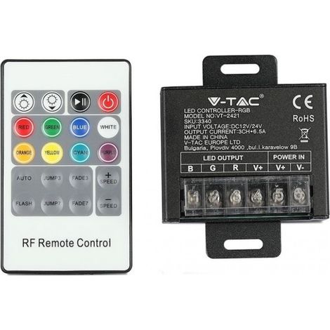 V-tac controller led sync rgb 12v-240w- 24v 480w con telecomando vt-2421 3340 (1/5)