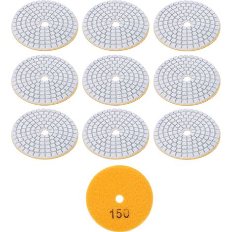 10 Stück 3-Zoll-Schleifscheiben/Polierpads mit Diamantstruktur, 150 Mesh, zum Polieren von Marmor, Beton und Steinen (1/5)