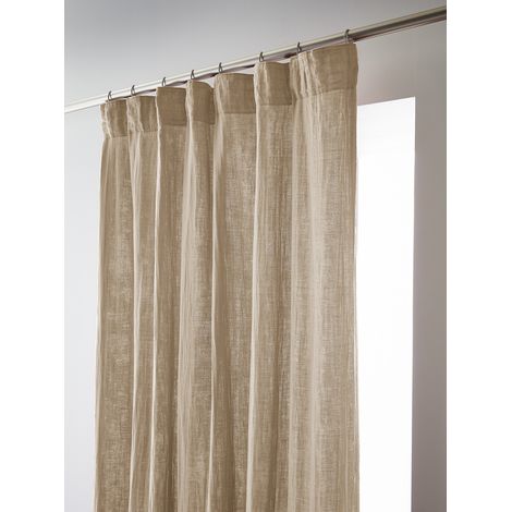 Rideau Galon Fronceur 140 x 240 cm – Double Gaze de Coton Gaïa Ficelle