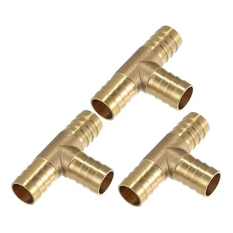 3 Way Gold 3pc Copper Fluted Tee Pipe Fitting (1/5)