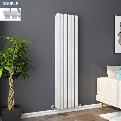 1600 x 410mm White Double Rectangular Panel Vertical Radiator (1/5)