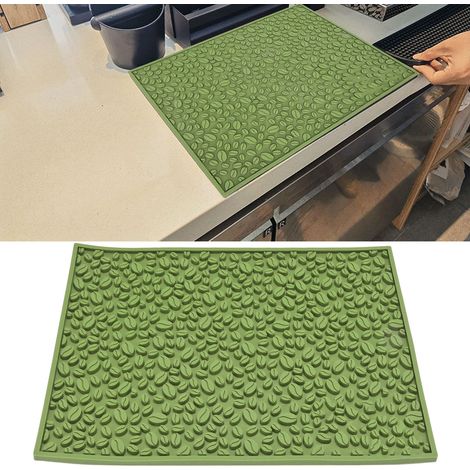 Tapis de comptoir de bar 40 x 30 cm, dessous de verre antidérapant pour verre à vin, tapis d'égouttage, tapis imperméable, vert (1/5)