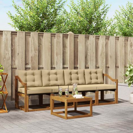 vidaXL Outdoor-Sofagarnitur mit Kissen 5 pcs Natur und Beige (1/5)