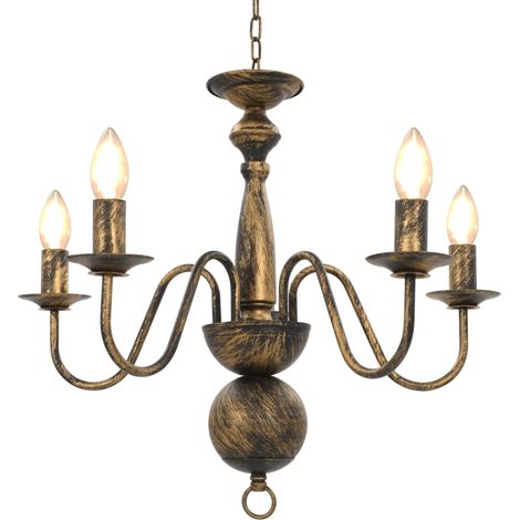 Chandelier Antique Black 5 x E14 Bulbs vidaXL