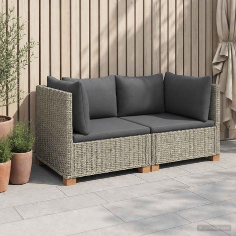 vidaXL 2 uds. Conjunto de Lounge de Ratán con Cojines GENDT Gris Kubu (1/5)