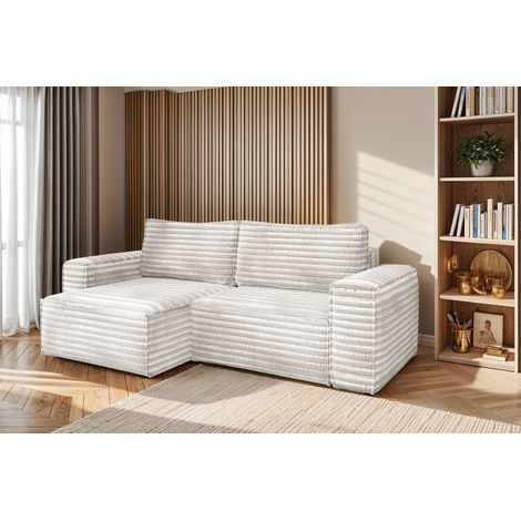 L-förmiges Bohoo-Ecksofa mit Schlaffunktion stoff Velo Ecru Links (1/5)