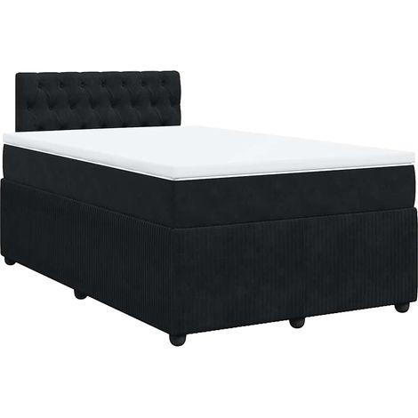 Maison Exclusive - Sommier à lattes de lit avec matelas noir 120x190 cm velours (1/5)