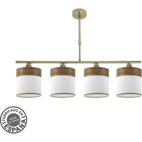 Cloe Lampe 4xe14 Cuir/blanc-bois foncé Regx75x14 cm
