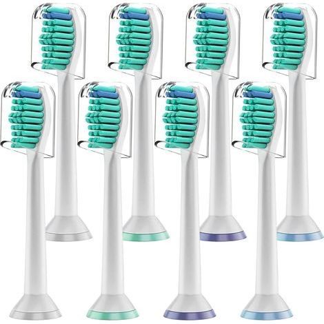 Ersatzbürstenköpfe für elektrische Zahnbürsten Philips Sonicare HX3/HX6/HX9/HX8/HX7, 8 Standard-Bürstenköpfe (weiß) (1/5)