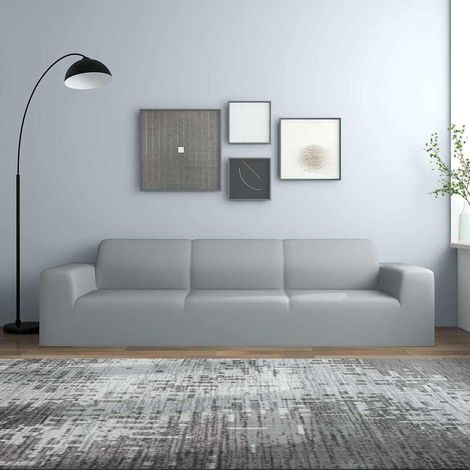 Housse extensible de canapé 4 places Gris Jersey de polyester (1/5)