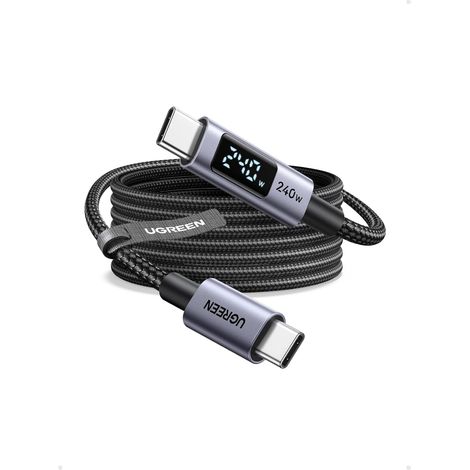 Câble USB C 240W PD 3.1 avec Écran LCD 48V 5A (1M) Type C Charge Rapide, Compatible avec Ordinateur Portable de Jeu 17 Pro Max Air 26 25 10. (1/5)